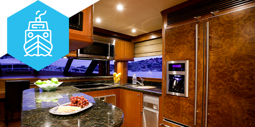 Photo of a kitchen on a boat with Chill Tech marine icon